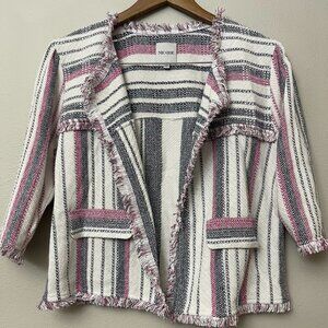 Nic & Zoe Pink Black Tweed Open Cardigan Size Large